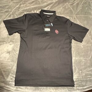 Dunning golf shirt , black with red logo , Oklahoma Sooners , large , brand new